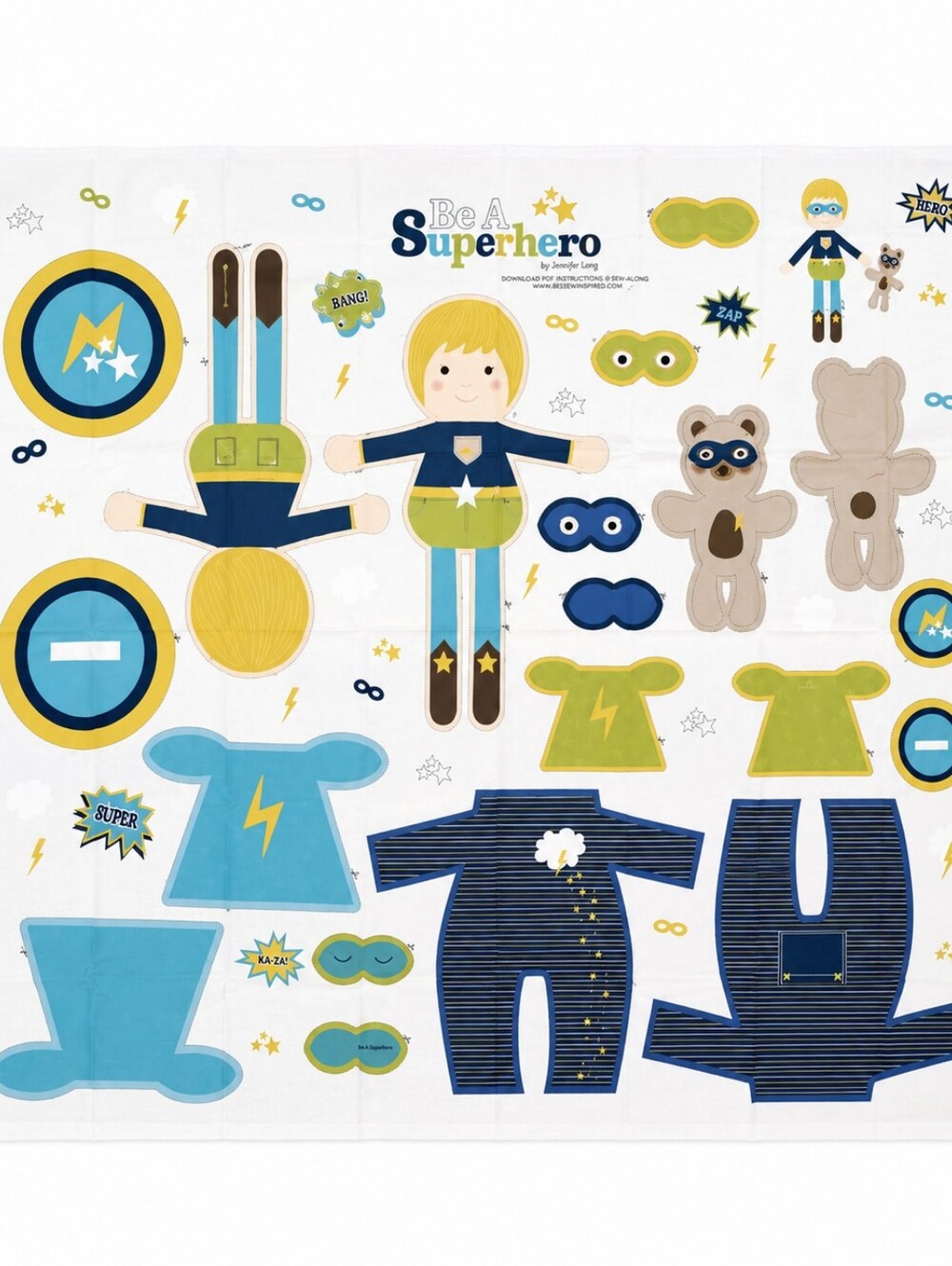 Be A Superhero DIY Fabric Doll Sewing Panel